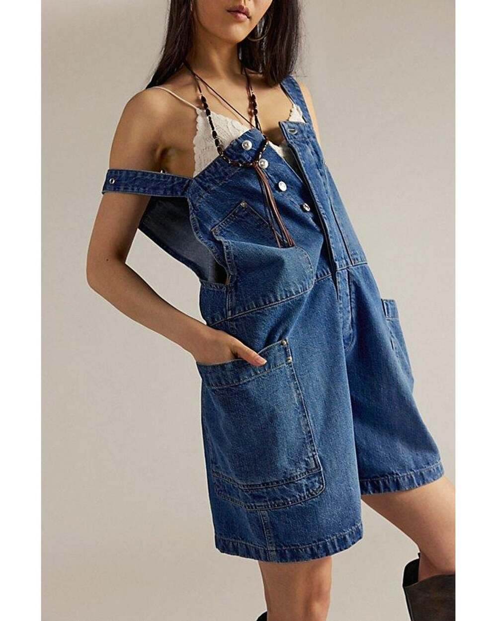 Free People Set It Off Long Shortalls, NWT, Size M